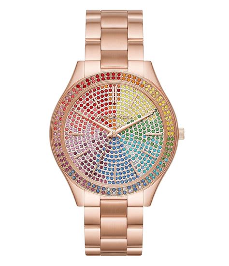 michael kors slim runway pave rose gold watch